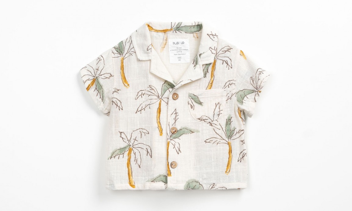 Camicia in tessuto con stampa di palme